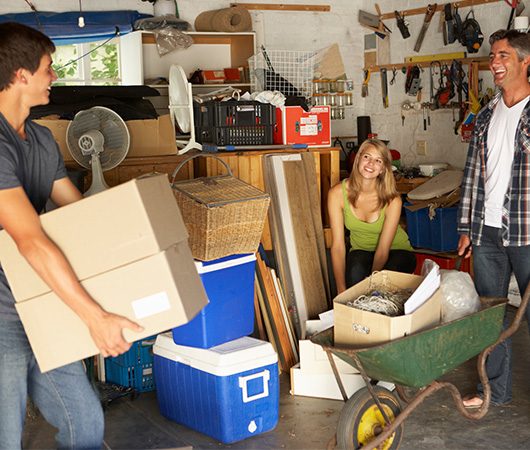 organizing items in garage space