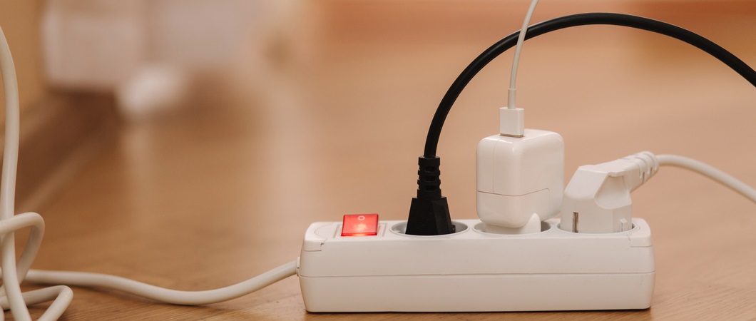extension cord with electrical items connected
