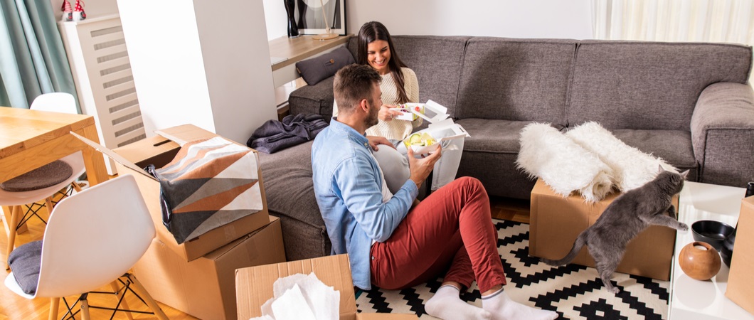 couple arranging their new small house