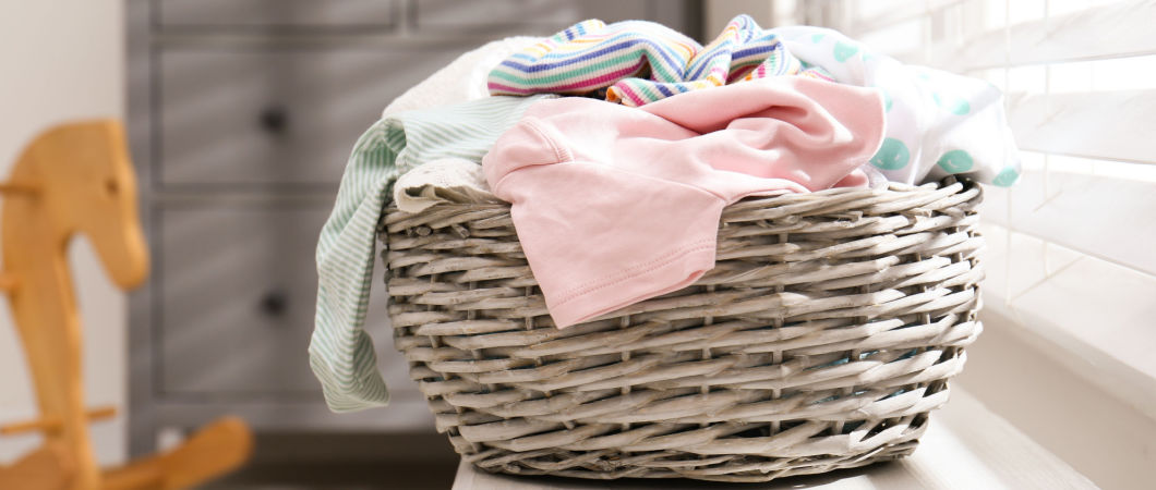 laundry basket with different clothes