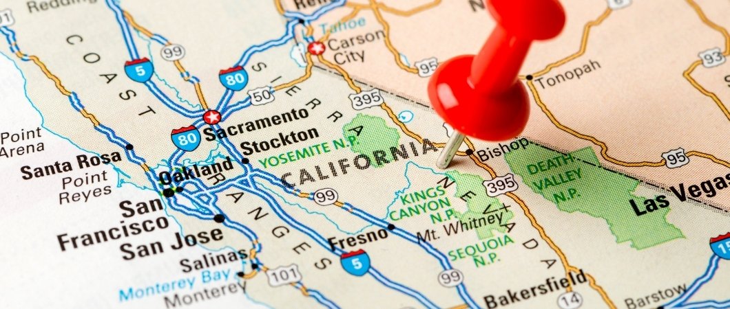 california statge pinned in a map
