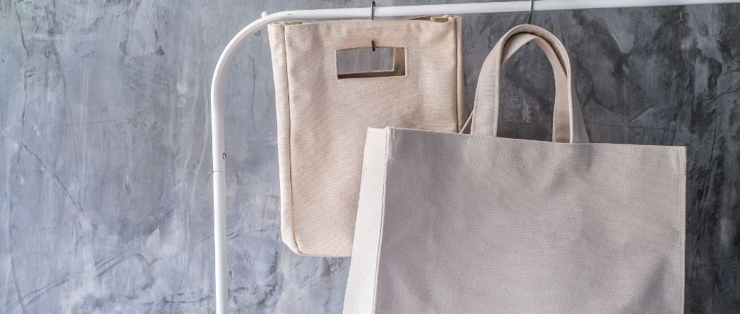 hanging canvas bag and cloth bags